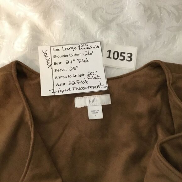 Suede 2 pc Zip Jacket ankle pants suit L (12/14) Old Money Clean Girl J. Jill - Picture 10 of 16